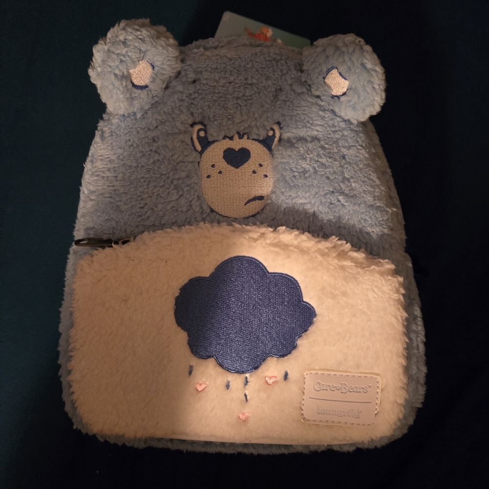 Brand New With Tags Fuzzy Blue Care Bear Loungefly